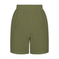 thumbnail image 4 of Annhoo Womens Plus Size Cotton Linen Shorts High Waisted Drawstring Wide Leg Solid Comfy Casual Shorts with Pockets, 4 of 7