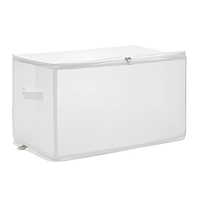 Graflsoa Collapsible White PP Storage Box for Clothes, Toys, and Bedding - 47L Capacity, 52x30x30cm, Foldable & Stackable Design for Space Saving