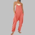 thumbnail image 4 of Horkkom Womens Jumpsuits Sleeveless Spaghetti Strap Rompers Loose Casual Plus Size Baggy Overalls with Pockets, 4 of 7
