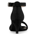 thumbnail image 2 of BLISSFUL STEP Women's Shoes Faux Suede Ankle Strap Kitten Heel Slide Straps Solid Sandals  Black 8.5, 2 of 8