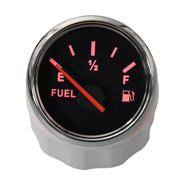 52mm Marine Boat Car Fuel Level Gauge With 100-300mm Fuel Level Sensor 0-190ohm Oil Tank Level Indicator Meter Red Backlight ,Easy to Install