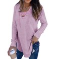 thumbnail image 1 of ZXZY Women Cross V Neck Lace-Up Long Sleeves Solid Color Top, 1 of 2