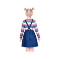 thumbnail image 4 of Girls Outfit Set 2 Piece Blue Suspender Denim Button Striped Tee 4-5 Years, 4 of 6