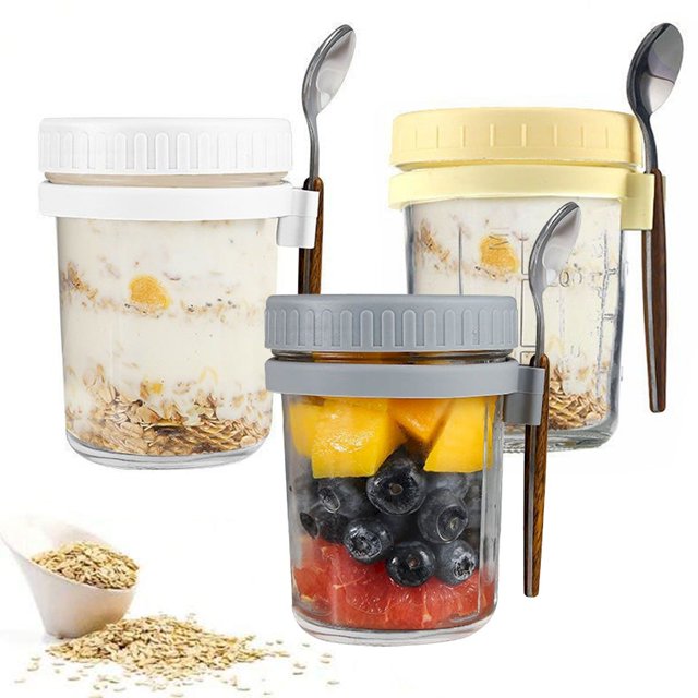 Overnight Oats Containers With Lids And Spoons Mason Jars With Removable Separate Compartments Airtight And Leak Proof Glass Jars For Chia Yogurt And Oatmeal