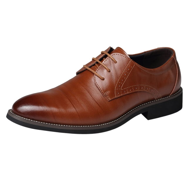 Kcodviy Classical Style Shoes for Men Leather Loafer Shoes Men Slip on Pu Men's Shoes Leather Low Rubber Sole Leather insoles for Mens Shoes Block Heel Work