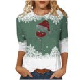 thumbnail image 1 of Pisexur Chandails de Noël pour Femmes Chandails à Manches 3/4 pour Femmes Chandails à Col Rond Graphiques Amusants Chandails à Capuchon Décontractés pour les Fêtes de Noël Confort Amples Mode d'Automne Chandails à Enfiler, 1 of 4