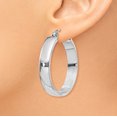 thumbnail image 3 of Boucles d'Oreilles Créoles Polies en Or Blanc 14K, 3 of 4