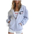 thumbnail image 4 of WEAIXIMIUNG Chandail en Molleton pour Femmes Graphique Mode Rugby Imprimé Fermeture Éclair Manches Longues Poche Cordon Décontracté Sport Chandail à Capuchon (5), 4 of 6