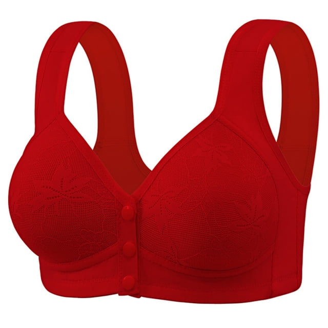 Tumotour Front Closure Bra for Women Wireless Comfort Convenient Push Up Snap Closing Bra Seamless Wide Shoulder Straps Full Coverage Breathable Front Buckle Everyday Bra for Daily Walking Life Work