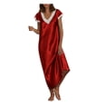 thumbnail image 1 of Bigersell Robes de Mariée pour Invitée en Liquidation Femme Col en V Manches Courtes Longue Robe de Nuit Style D-70 Longues Robes Dames Décontractées Grande Taille Robes d'Été, Rouge P, 1 of 7