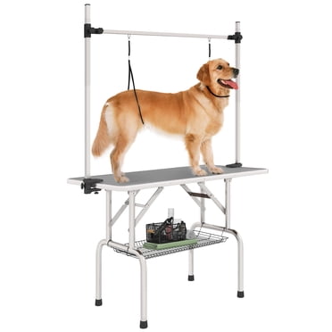 PawHut Table de Toilettage pour Chien Réglable avec 2 Élingues de Sécurité, Gris