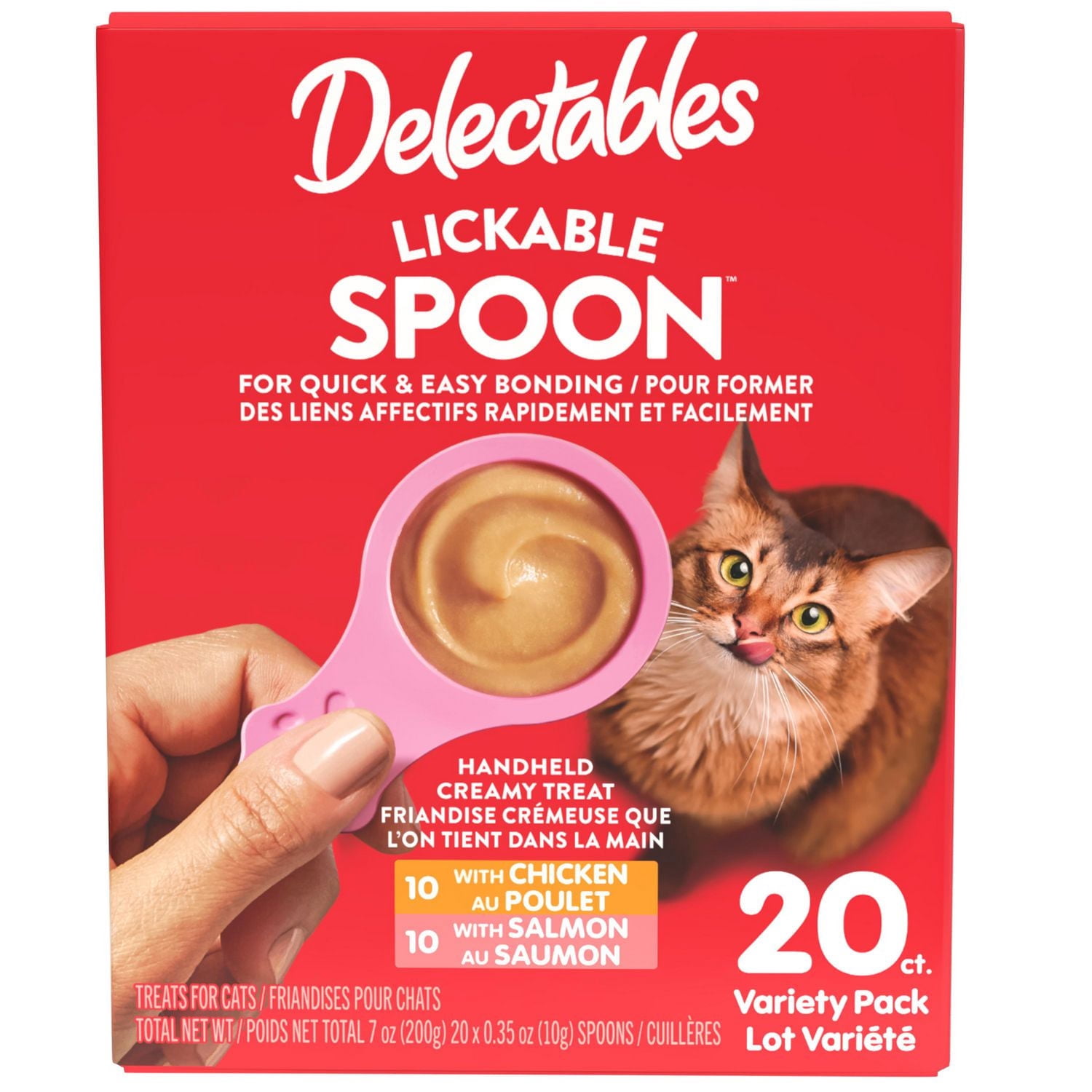 Delectables Cuillère à Lécher Poulet et Saumon Gâterie Humide pour Chat Lot de 20