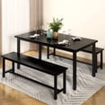 thumbnail image 1 of Kitchen Dining Table Set for 4, 47 Inch Farmhouse Dining Table with 2 Benches, Modern Minimalist Dining Room Dining Table Set for Apartment, Dining Room, Kitchen, Vintage Black, 1 of 6