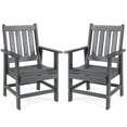 thumbnail image 1 of Gymax Patio Dining Chairs Set of 2 w/Wide Armrests Curved Seat Wood Grain for Backyard Gray, 1 of 7