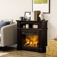 thumbnail image 2 of HOMCOM 32" Electric Fireplace with Mantel, Freestanding Heater with LED Log Flame, Shelf and Remote Control, 1400W, Dark Coffee, 2 of 10