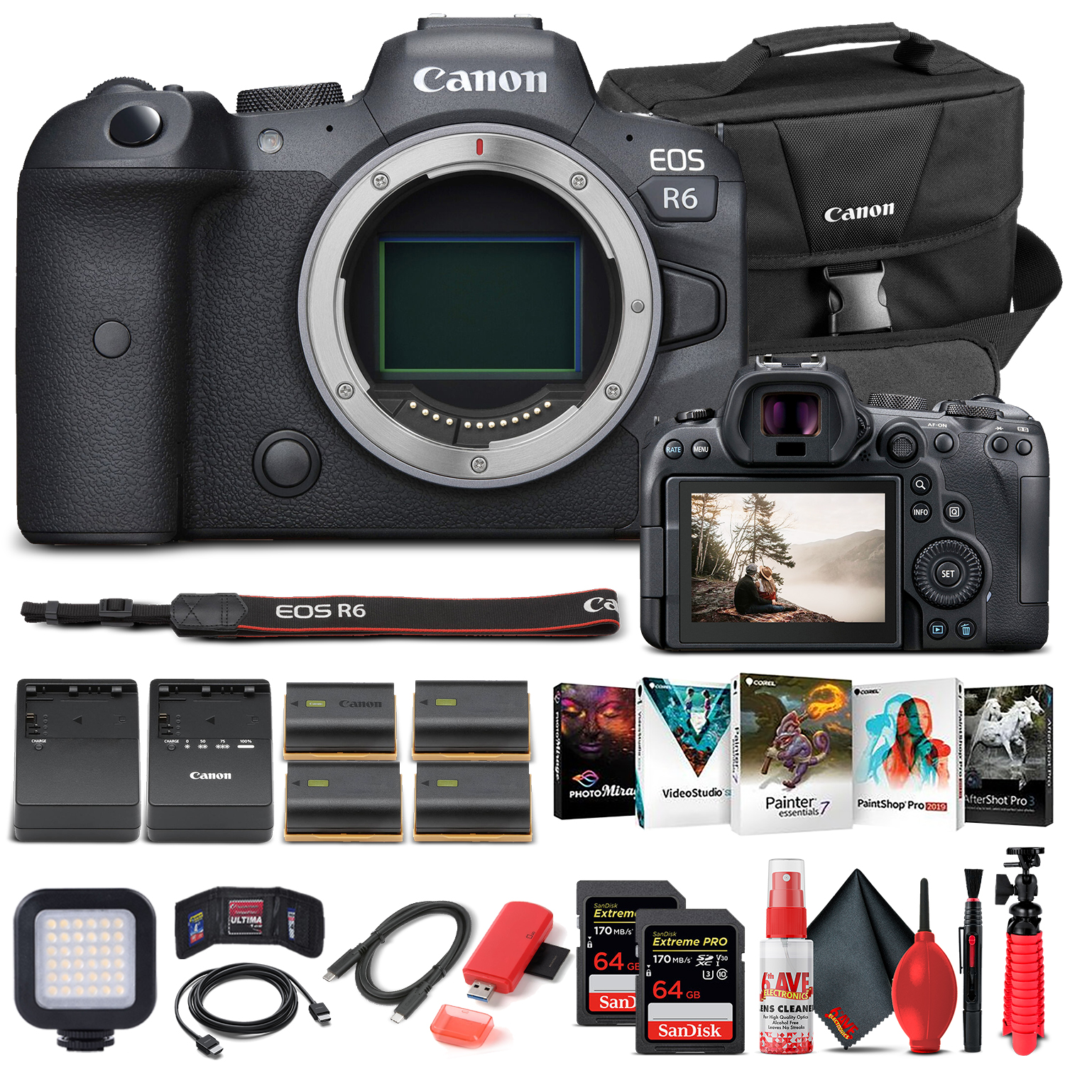 Canon EOS R6 Appareil Photo Sans Miroir Boîtier Seul 4082C002 - Ensemble Pro