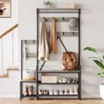 thumbnail image 4 of Bingirl Hall Tree with Bench and Shoe Storage Parent-Child Coat Rack Shoe Bench Industrial Coat Tree Entryway Organizer, 4 of 9