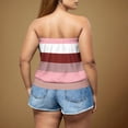 thumbnail image 3 of Posijego Women's Tube Tops Plus Size Going out Strapless Tank Top Striped Color Block Sleeveless Shirts, 3 of 6