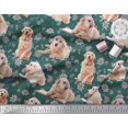 thumbnail image 3 of Soimoi Rayon Fabric Floral,Book & Golden Retriever Dog Printed Fabric 1 Yard 56 Inch Wide, 3 of 3