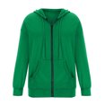 thumbnail image 4 of PEZHADA Économies d'Automne Chandail à Capuchon à Fermeture à Glissière Décontracté pour Femme, Veste Ouverte à l'Avant, Coupe Ample, Manteau à Manches Longues avec Cordon, Chandail à Capuchon avec Poche, Vert, 4 of 5