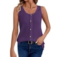 thumbnail image 4 of WRKEKC Casual Tank Tops for Women Solid Color Button Front Crew Neck Sleeveless Daily Tank Loose Fit Lightweight Top, 4 of 8