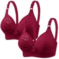 thumbnail image 2 of Bras for Women, 2PCS Womans Printing Gathered Together Large Size Daily Bra Underwear No Rims, 2 of 6