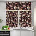 thumbnail image 2 of Coffee and Cane Candy Kitchen Curtain Valance and Tiers Set of 3 Coffee Theme Farmhouse 24 Inch Length Tier Curtains Kitchen Decor Blackout Drape Window Curtain,Size M, 2 of 4