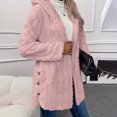 thumbnail image 2 of KIHOUT Womens Winter Long Sleeve Solid Fuzzy Fleece Open Front Button Hooded Cardigans Jacket Coats Outerwear, 2 of 9
