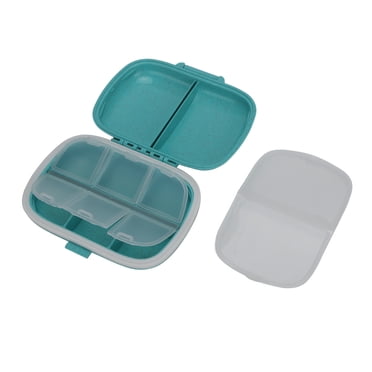 8 Compartments Pill Organizer, Vitamin Holder Blue Small Pill Organizer Portable   Double Buckle  For Daily Pill Storage Box For Pocket Purse