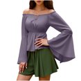 thumbnail image 2 of Soki Womens Renaissance Victorian Peasant Ruffle Smocked Waist Boho Pirate Shirt Blouse Cosplay Costume, 2 of 9