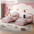 thumbnail image 4 of Twin XL Upholstered Platform Bed Frame with Storage Drawer and Smart RGB LED Headboard Crown Design No Box Spring Needed Pink, 4 of 7