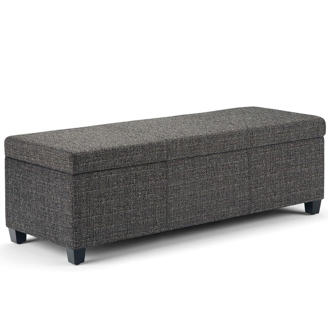 SIMPLIHOME Avalon Banc Ottoman Rectangulaire de 48 Pouces de Large à Dessus Relevable avec Rangement, en Tissu Tweed Gris Foncé Rembourré avec Grand Espace de Rangement pour le Salon, l'Entrée, la Chambre, Contemporain