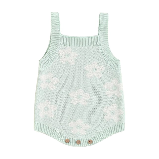 Gupgi Baby Girls Knit Rompers 3 6 9 12 Combinaisons Sans Manches à Imprimé Floral pour Bébé