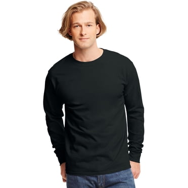 Hanes TAGLESS Men`s Long-Sleeve T-Shirt - Best-Seller, 2XL, Black