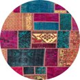 thumbnail image 1 of Ahgly Company Tapis d'Intérieur Ronds Abstraits Bordeaux Vif Rouge Patchwork, 7 Pieds Rond, 1 of 6
