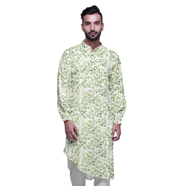 Atasi Kurta Imprimée Col Mandarin Décontractée Chemise Ethnique Longue Kurta Asymétrique