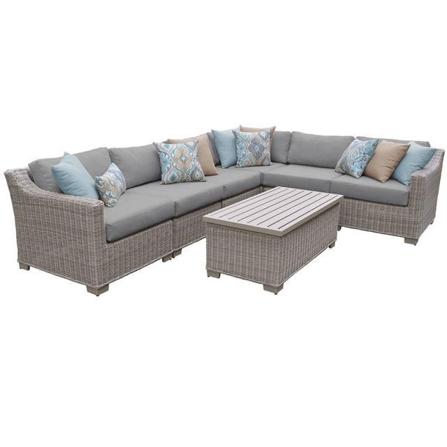 Coast Ensemble de Meubles de Patio en Osier d'Extérieur 7 Pcs 07b