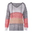 thumbnail image 4 of Women Casual Sweater Rib Knitted Long Sleeve Loose Fitting Pullover Hooded Drawstring Sweater, 4 of 6