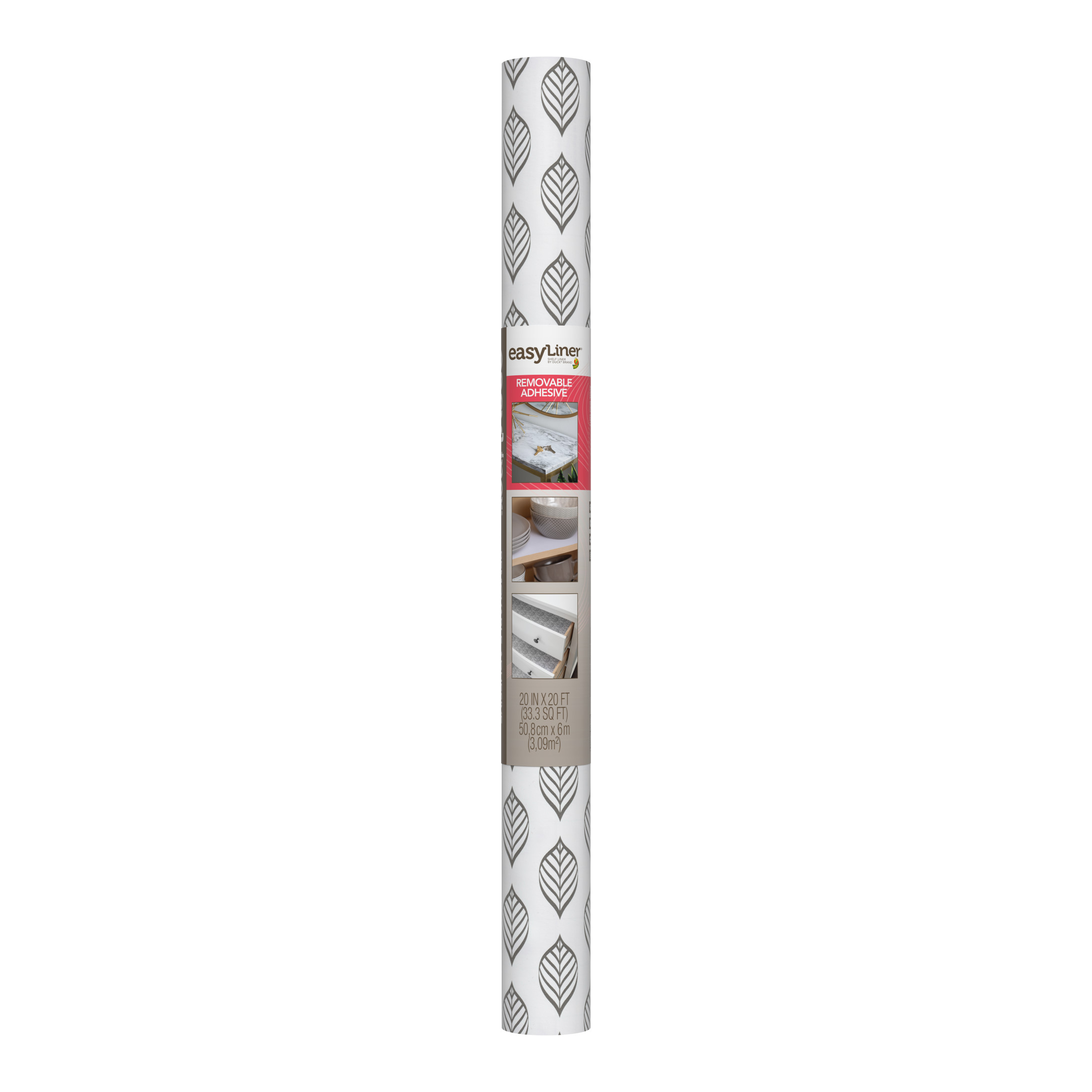 EasyLiner® Removeable Adhesive Shelf Liner - Gray Pin Feather, 20 in. x 20 ft.