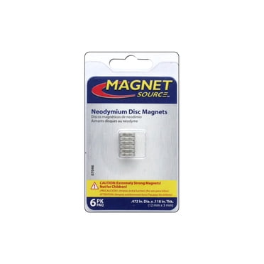 The Magnet Source Disque Magnétique Néodyme 1/2 Pouces 6 Pcs