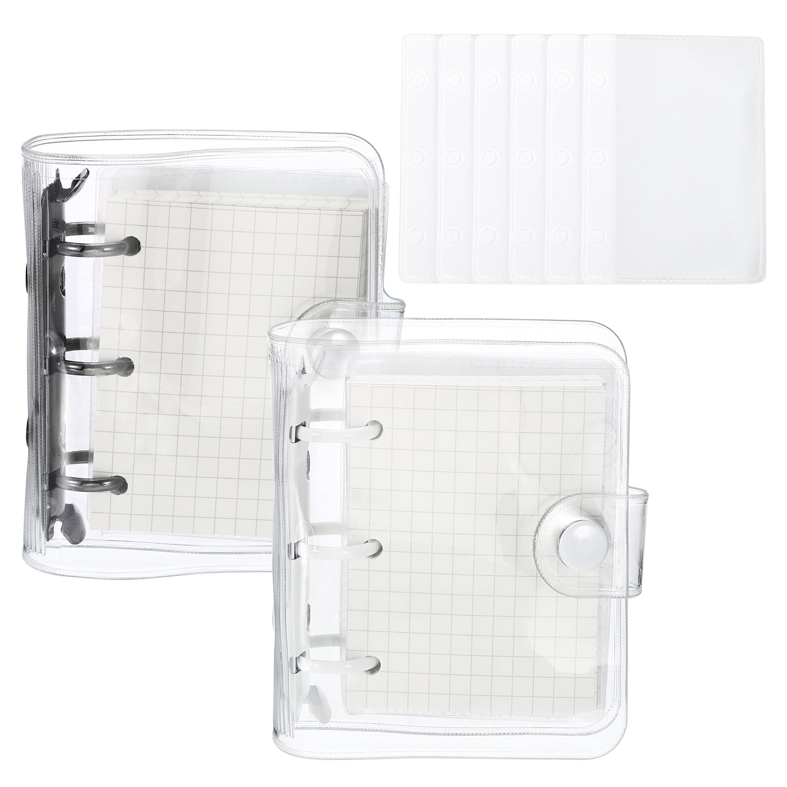 REGALWOVEN Clear 3 Ring Binder Cover, 2 Pack Notebook Binder Mini Loose Leaf Folder, Black White