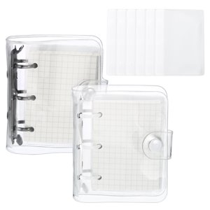 REGALWOVEN Effacer 3 Couvre-bête, 2 Binder pour carnets d'emballage Mini Dossier à feuilles longues, blanc noir