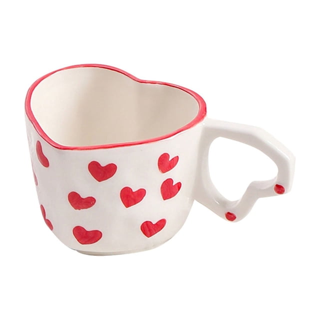 Valentine's Day Heart Shaped Ceramic Mug For Coffee Milk Meaningful Idea Present