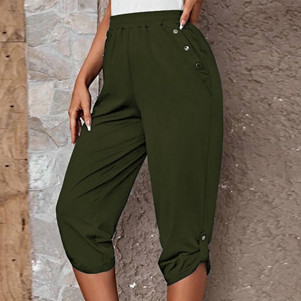 Yuyuzo Capri Pants for Women High Waisted Cropped Slacks Solid