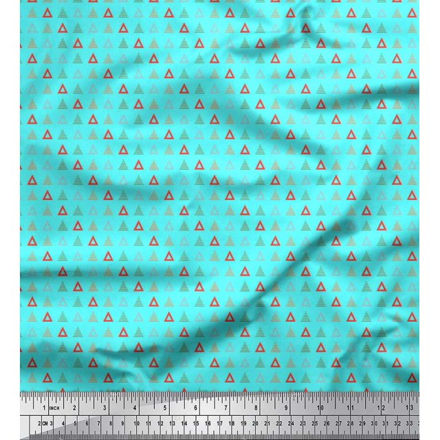 Soimoi Cotton Poplin Fabric Triangle Shirting Fabric Prints by Yard 42 Inch Wide