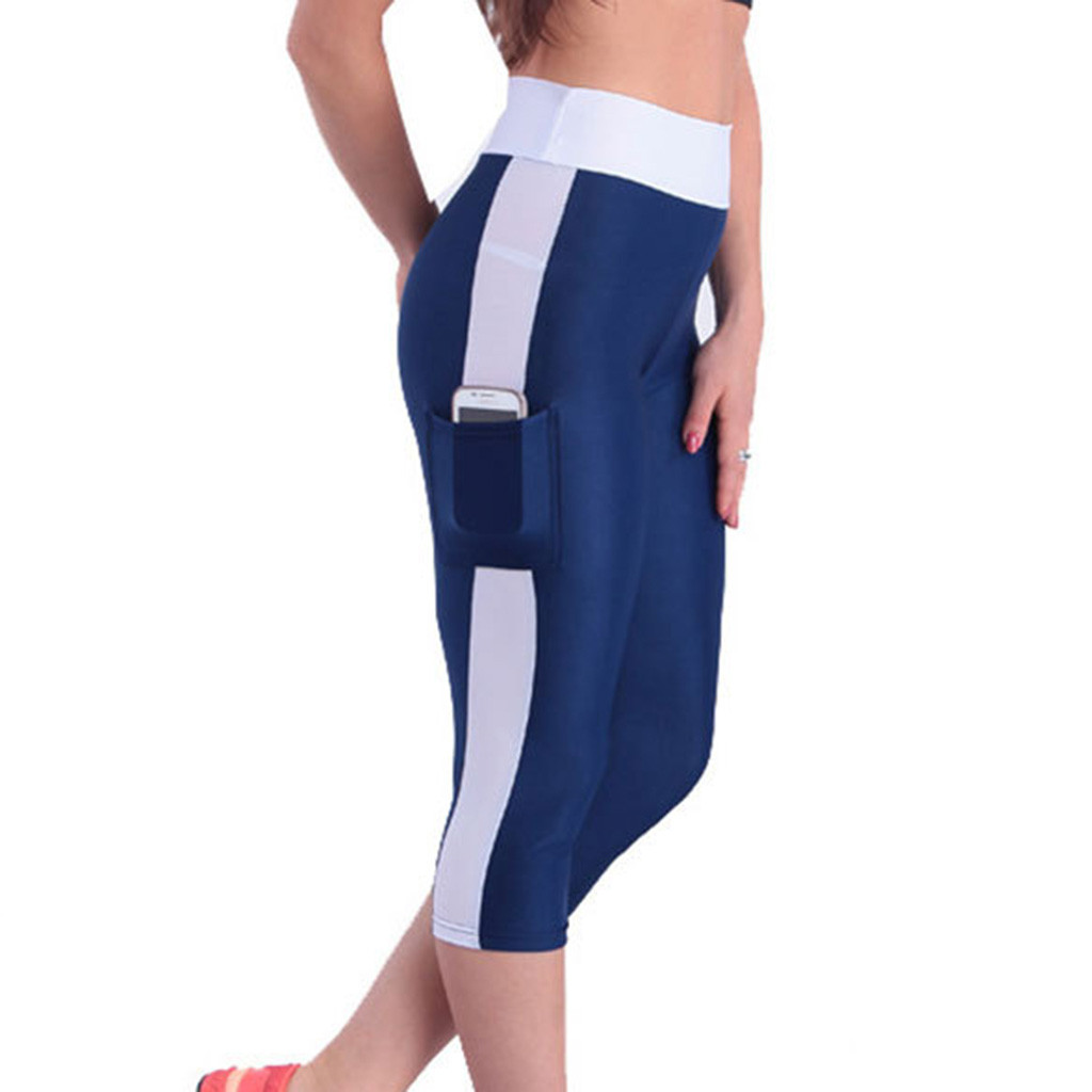XZNGL Womens High Waist Tummy Control Yoga Workout Capris Leggings Side Pockets