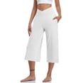 thumbnail image 1 of Jsaierl Womens Capris with Pockets Elastic High Waisted Capris Wide Leg Loose Comfy Capri Pants Plus Size Solid Color Straight Leg Capris, 1 of 7