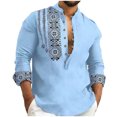 thumbnail image 1 of Veste pour Homme en Coton et Lin à Manches Longues, Chemise Imprimée, Cardigan à Boutons, 1 of 1