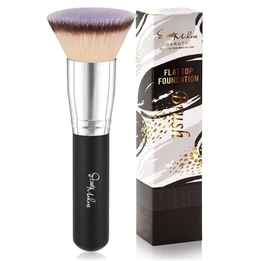 DUAIU Flat Top Kabuki Foundation Brush, Makeup Brushes Foundation Brush for Liquid Makeup Blending Mineral Cream Powder Buffing Stippling Flawless Face Brush (Black)