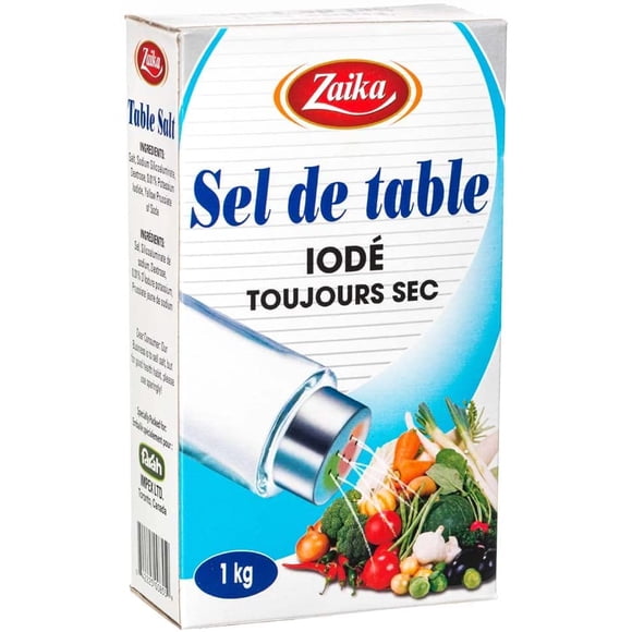 Zaika Sel de Table Iodé, 35,27 Oz (1 kg) Sel Tout Naturel Grossier – Sel de Table pour Cuisson et Assaisonnement Pur
